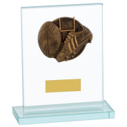 Rugby Rectangle Glass Plaque Award