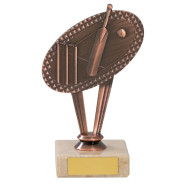 Antique Bronze Metal Cricket Trophy On Marble Base