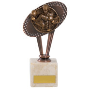 Antique Bronze Metal Boxing Trophy On Marble Base