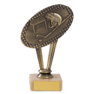 Antique Gold Metal Ice Hockey Trophy On Marble Base