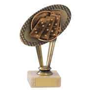 Antique Gold Metal Dominoes Trophy On Marble Base