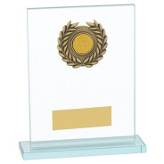 Rectangle Glass Plaque Award With Gold Laurel Wreath