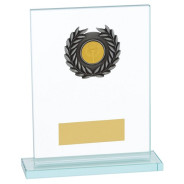 Rectangle Glass Plaque Award With Silver Laurel Wreath