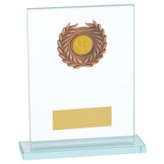 Rectangle Glass Plaque Award With Bronze Laurel Wreath