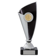 Silver & Black Fluted Cup On Marble Base