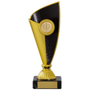 Gold & Black Fluted Cup On Marble Base