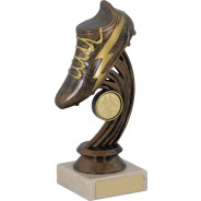 Flash Bronze Football Boot on Cream Marble Base
