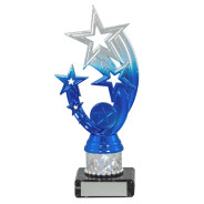 Silver and Blue Star Award on Black Marble Base