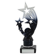 Silver and Black Star Award on Black Marble Base