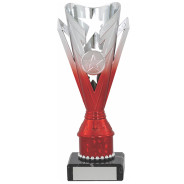 Silver and Red Flute on Black Marble Base