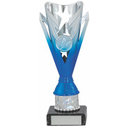 Silver and Blue Flute on Black Marble Base