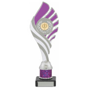 Silver and Purple Flame Award on Black Marble Base