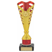 Gold and Red Flute on Black Marble Base