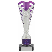 Silver and Purple Flute on Black Marble Base
