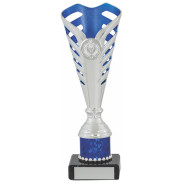 Silver and Blue Flute on Black Marble Base