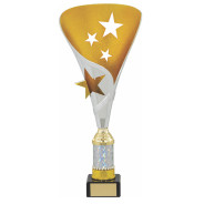 Silver and Gold Star Flute Award on Black Marble Base