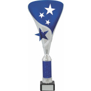 Silver and Blue Star Flute Award on Black Marble Base