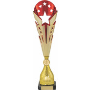 Red and Gold Multi-Star Flute Award on Black Marble Base