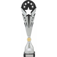 Black and Silver Multi-Star Flute Award on Black Marble Base