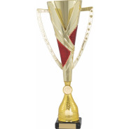 Gold and Red Star Cup on Black Marble Base