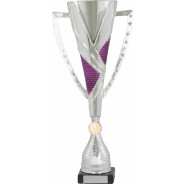 Silver and Purple Star Cup on Black Marble Base