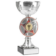 Bright Silver and Red Cup Trophy