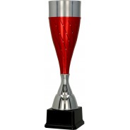Silver And Red Fluted Cup on Black Base