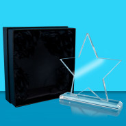 Clear Crystal Star Award in Black Presentation Box