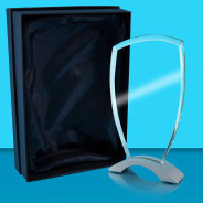 Ovation Jade Glass Trophy on Metal Base