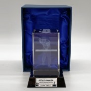 Glass Pool Trophy on Black Base