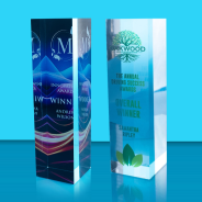 Colour Printed Clear Acrylic Block in Presentation Box and Black Drawstring Bag