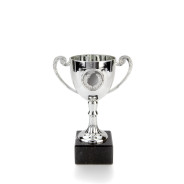 Silver Plastic Cup with Centre Holder on Black Marble Base