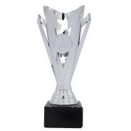 Silver Plastic Cup with Centre Holder on Black Marble Base