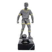 Male Football Figure in Antique Silver on Black Marble Base 
