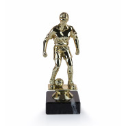 Female Football Figure in Metallic Gold on Black Marble Base