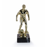 Female Football Figure in Metallic Gold on Black Marble Base