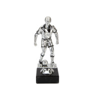 Female Football Figure in Metallic Silver on Black Marble Base