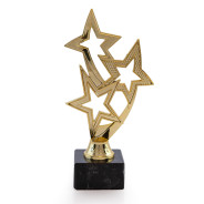 Tri-Star Gold Star Trophy on Black Marble Base