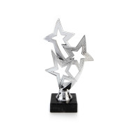 Tri-Star Silver Star Trophy on Black Marble Base