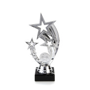 Silver Star Tower Trophy with Centre Holder on Black Marble Base