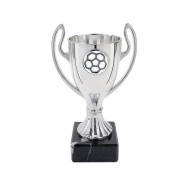 Silver Plastic Cup with Football Recessed Centre Holder 