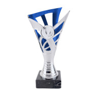 Silver and Blue Plastic Cup with Centre Holder on Marble Base 
