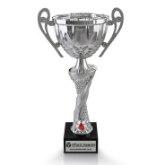Boxing Silver Cup with Handles on Marble Base
