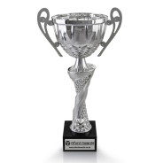 Kickboxing Silver Cup with Handles on Marble Base