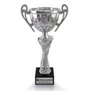 Mountain Biking Silver Cup with Handles on Marble Base