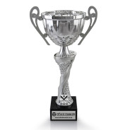 Rounders Silver Cup with Handles on Marble Base