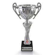 Table Tennis Silver Cup with Handles on Marble Base