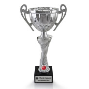 Ten Pin Bowling Silver Cup with Handles on Marble Base