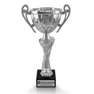 Trampolining Silver Cup with Handles on Marble Base
