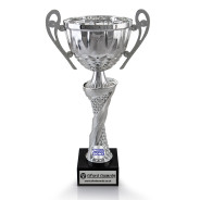 Well Done Silver Cup with Handles on Marble Base